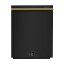 Forno Espresso 4-Piece Appliance Package - 30-Inch Induction Range, Under Cabinet Range Hood, Refrigerator and Dishwasher in Black with Antique Brass Trim
