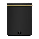 Forno Espresso 4-Piece Appliance Package - 30-Inch Electric Range, Under Cabinet Range Hood, Refrigerator with Water Dispenser and Dishwasher in Black with Antique Brass Trim