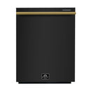 Forno 5-Piece Appliance Package - 30-Inch Induction Range, Under Cabinet Range Hood,  French Door Refrigerator with Water Dispenser, Dishwasher, and  Microwave Drawer in Black with Antique Brass Trim