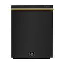 FORNO 4-Piece Appliance Package- 30-Inch Electric Range, Under Cabinet Range Hood, 31-Inch Refrigerator, and Built-In Dishwasher in Black with Antique Brass Trim (FBDL-006-02US)