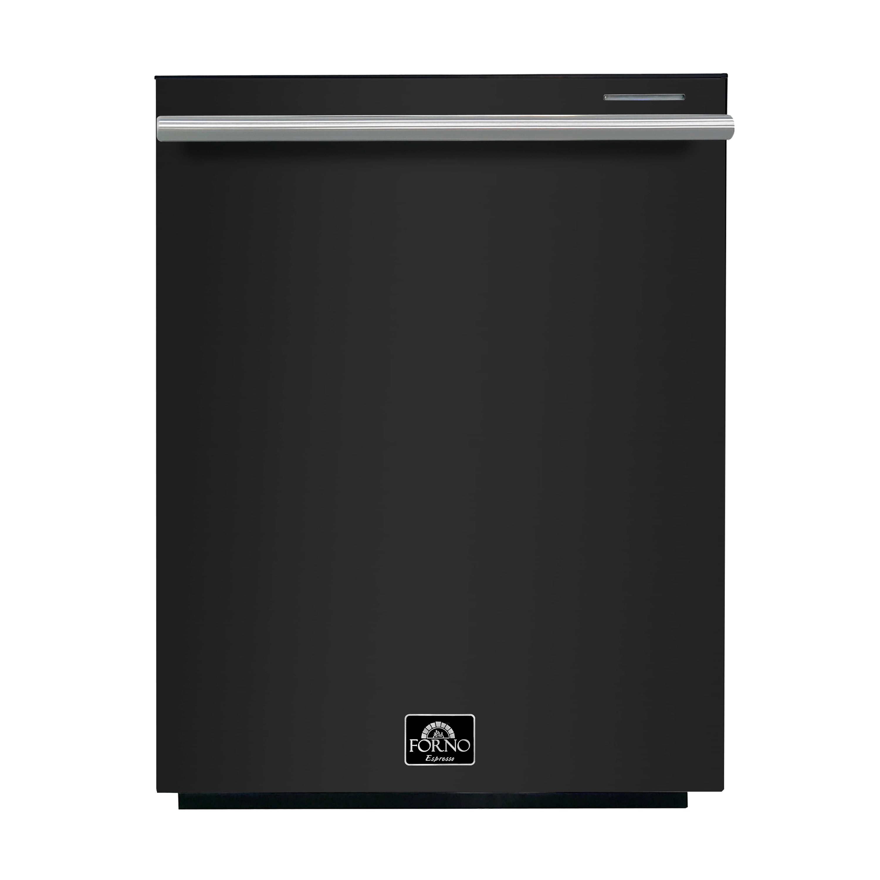 Black built-in tall tub top control dishwasher door with Forno logo