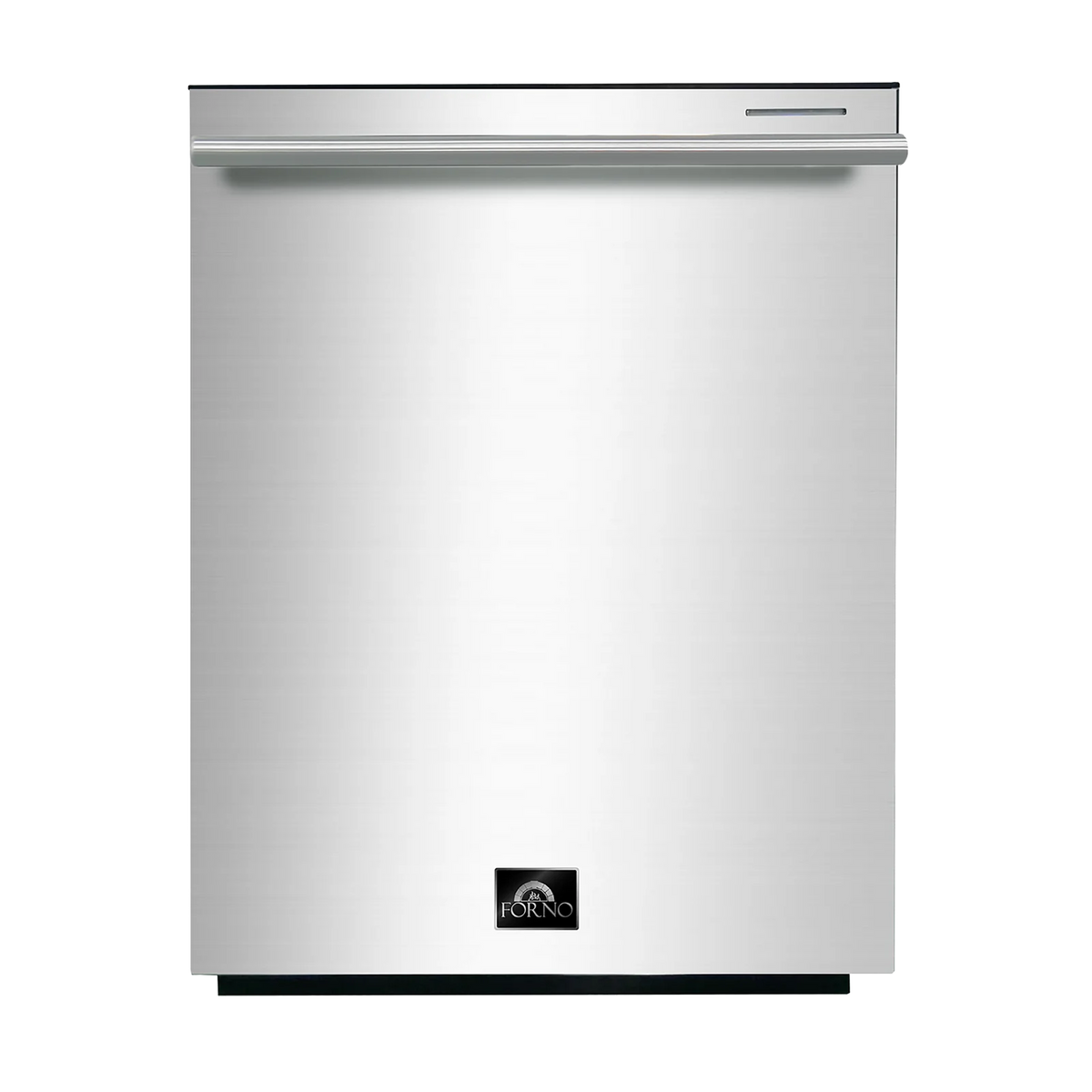 Stainless steel dishwasher door with top control panel and handle