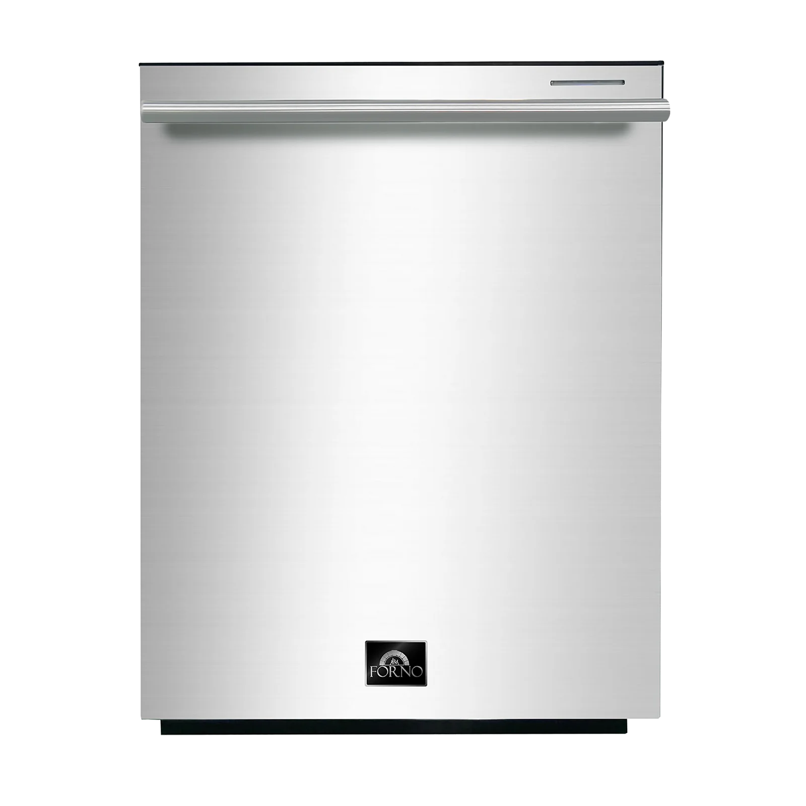 Stainless steel dishwasher door with control panel and Forno logo