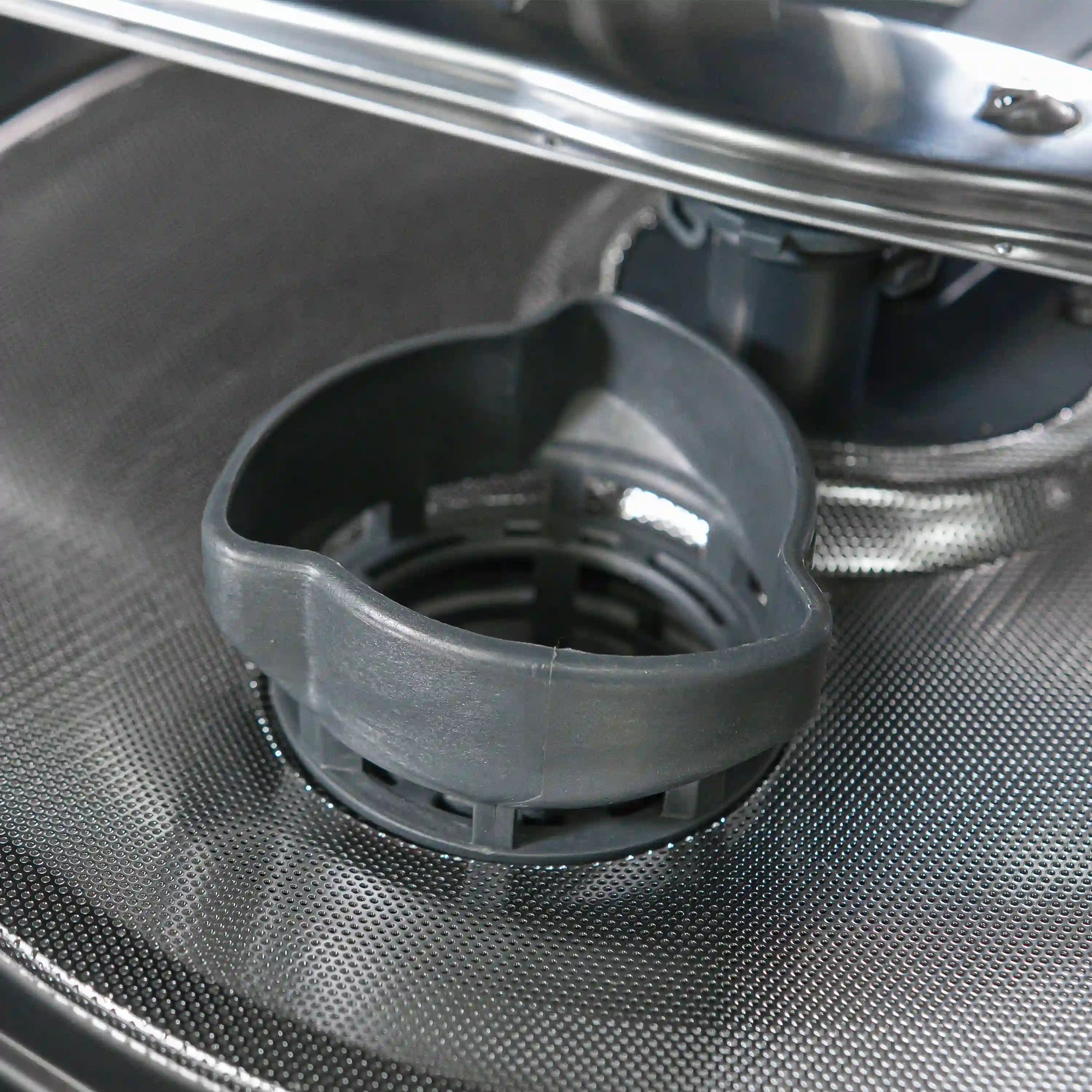 Dishwasher filter basket and drain strainer inside stainless steel tub