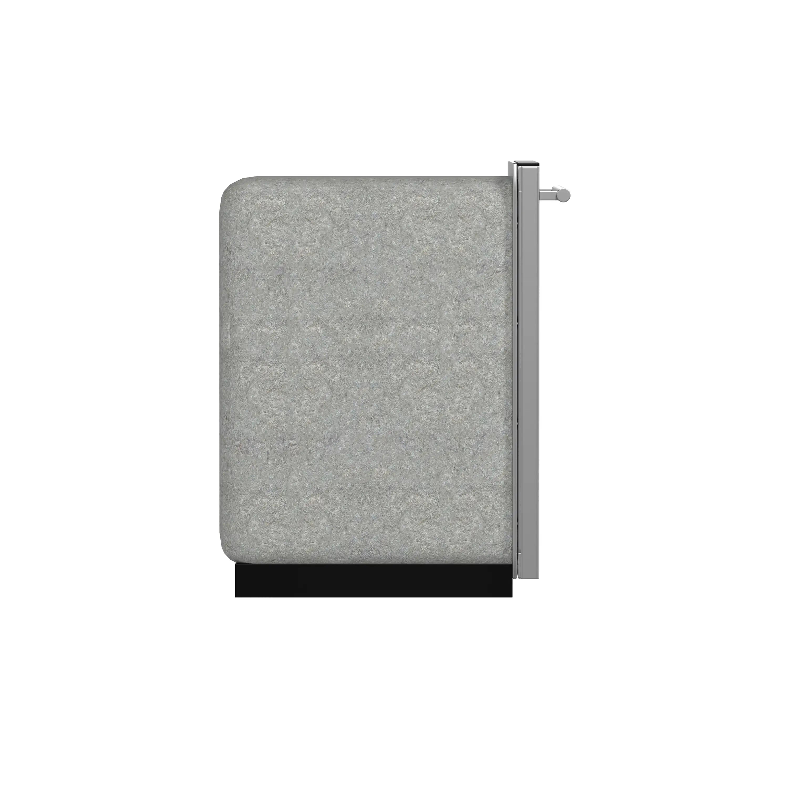 Gray appliance door panel with metal side handle