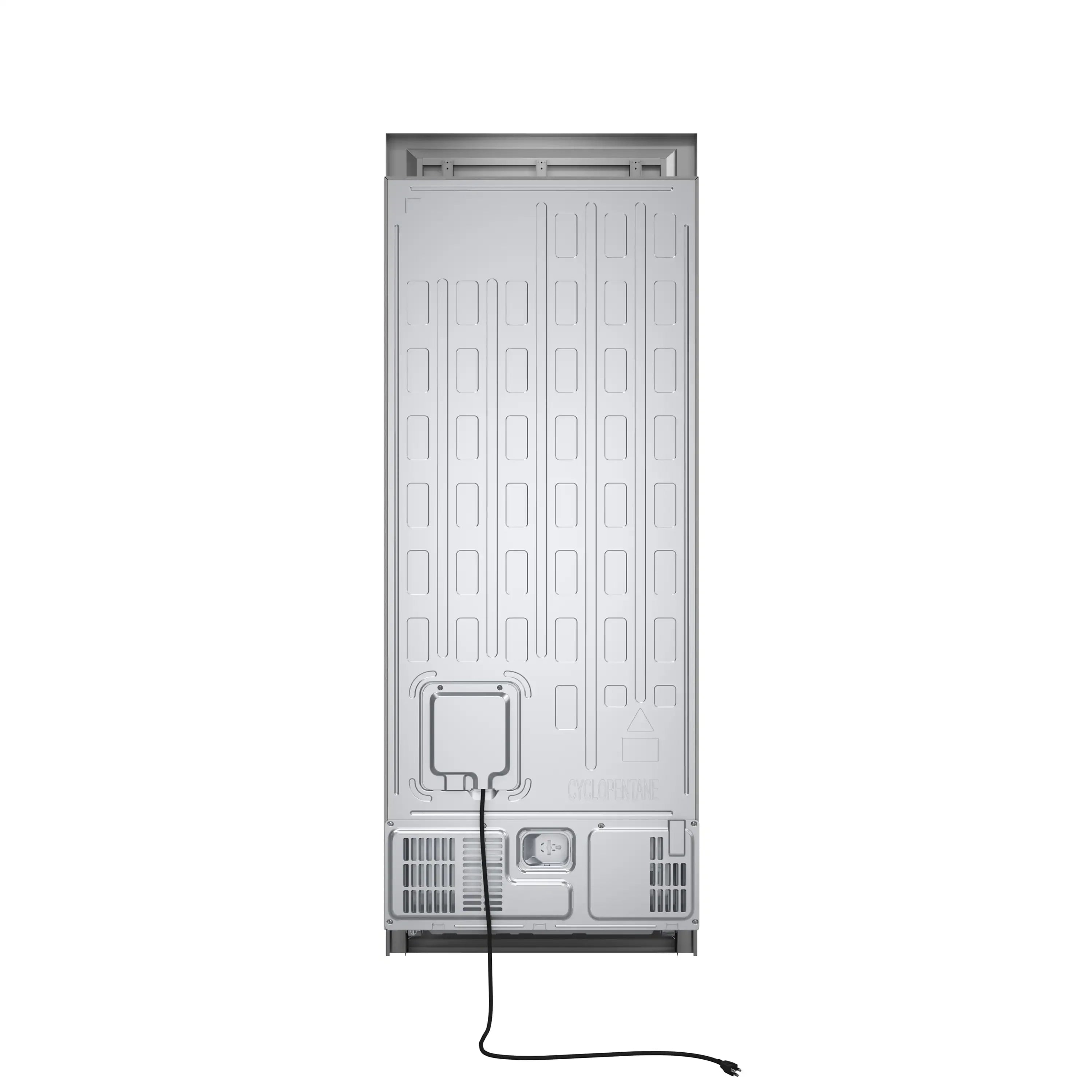 Refrigerator rear panel with access area and service components