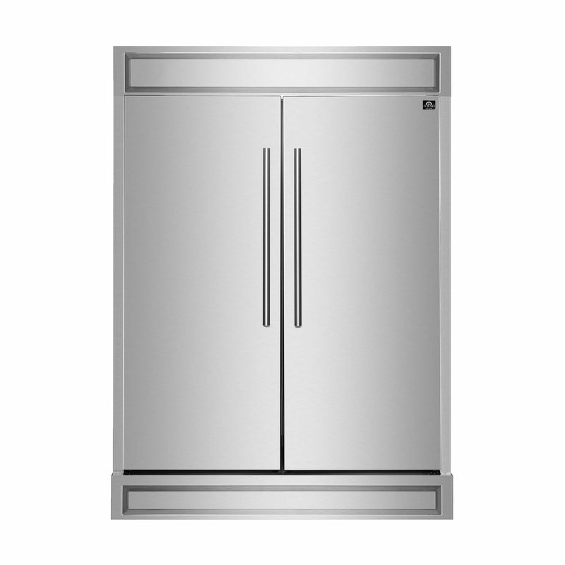Forno 5-Piece Appliance Package - 36-Inch Dual Fuel Range, 60-Inch  Refrigerator, Wall Mount Hood with Backsplash, 24-Inch Microwave Drawer, & 3-Rack Dishwasher in Stainless Steel