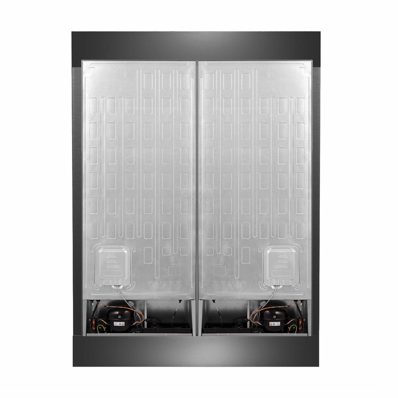 Forno 5-Piece Appliance Package - 36-Inch Dual Fuel Range, 60-Inch Refrigerator, Wall Mount Hood, 24-Inch Microwave Oven, & Dishwasher in Stainless Steel