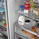Forno 5-Piece Appliance Package - 48-Inch Galiano Dual Fuel Range, Wall Mount Range Hood, 60-Inch Refrigerator, Dishwasher, & 24-Inch Microwave Oven in White with Antique Brass Handle
