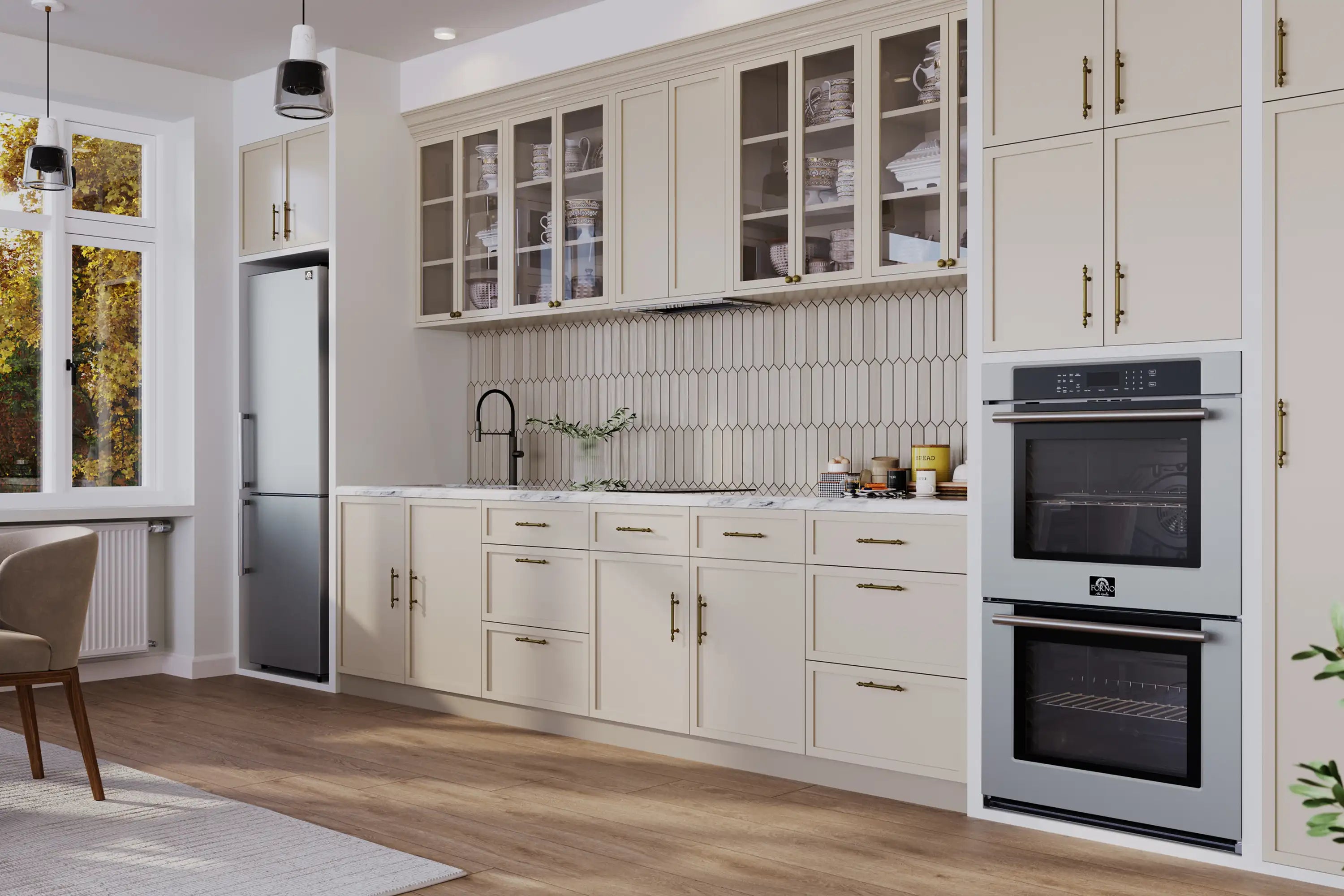Black 12-inch induction cooktop installed on countertop in modern kitchen
