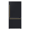 Forno 2-Piece Appliance Package - 30-Inch Induction Range and 31-Inch Refrigerator, Right Hinge in Black with Antique Brass Handle (FBDL-015-11CAUS)