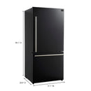 Forno Milano Espresso Package - 62-Inch, 34.4 cu. ft. Refrigerators with Bottom Freezers in Black with Antique Brass Handle (FFFFD1787-60BLK)