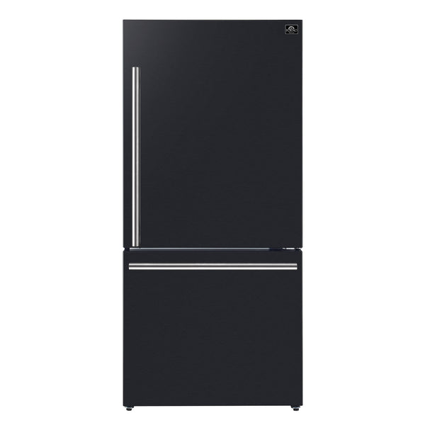 Forno Milano Espresso 31-Inch 17.2 cu. ft. Bottom Freezer Right Swing Door Refrigerator in Black (FFFFD1785-31BLK)