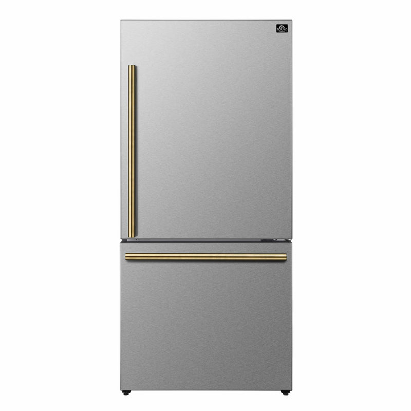 Forno Milano Espresso 31-Inch 17.2 cu. ft. Refrigerator and Bottom Freezer in Stainless Steel, Right Hinge (FFFFD1785-31S)