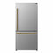 Forno Milano Espresso 31-Inch 17.2 cu. ft. Refrigerator and Bottom Freezer in Stainless Steel with Brass Handle, Right Hinge  (FFFFD1785-31S)