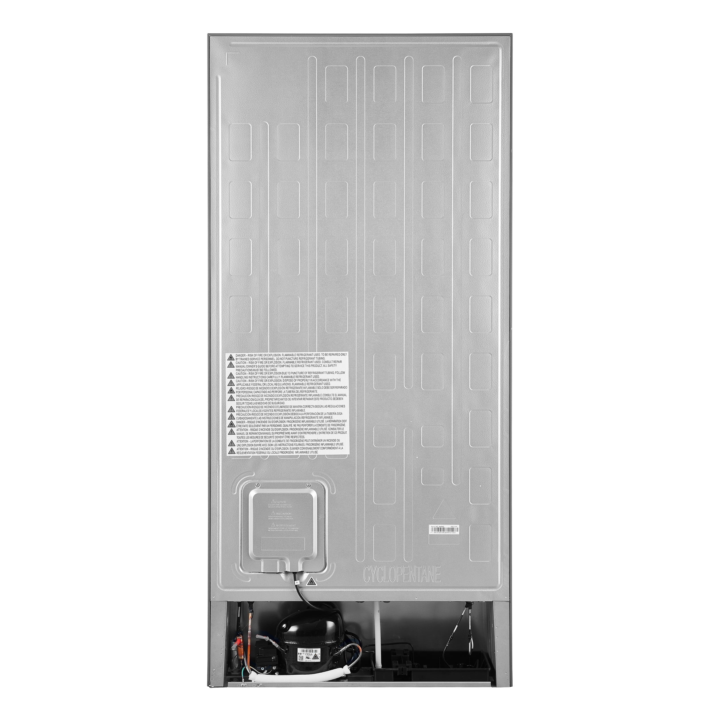 Stainless steel refrigerator rear panel with water connection access cover