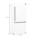 Forno Milano Espresso 31-Inch 17.2 cu. ft. Refrigerator and Bottom Freezer in White with Stainless Steel Handles, Right Hinge (FFFFD1785-31WHT)