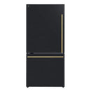 Forno Milano Espresso Package - 62-Inch, 34.4 cu. ft. Refrigerators with Bottom Freezers in Black with Antique Brass Handle (FFFFD1787-60BLK)