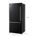 Forno Milano Espresso Package - 62-Inch, 34.4 cu. ft. Refrigerators with Bottom Freezers in Black with Antique Brass Handle (FFFFD1787-60BLK)