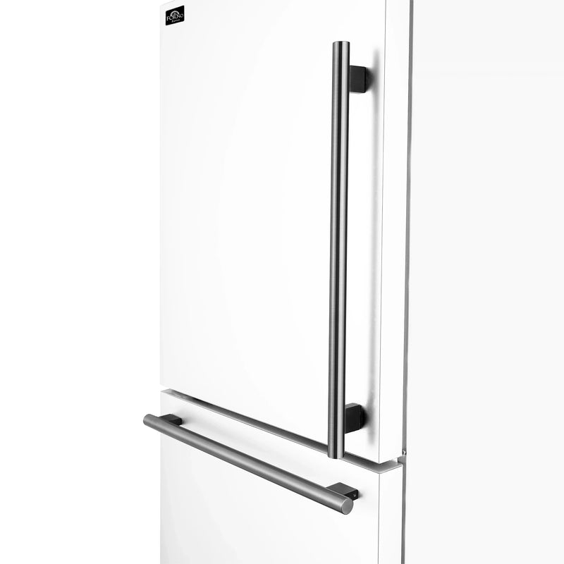 Forno 2-Piece Appliance Package - 30-Inch Induction Range and 31-Inch Refrigerator, Left Hinge in White with Antique Brass Handle (FBDL-015-07CAUS)