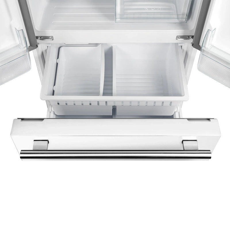 Forno 2-Piece Appliance Package - 30-Inch Induction Range and 30-Inch French Door Refrigerator in White with Antique Brass Handle (FBDL-015-10CAUS)