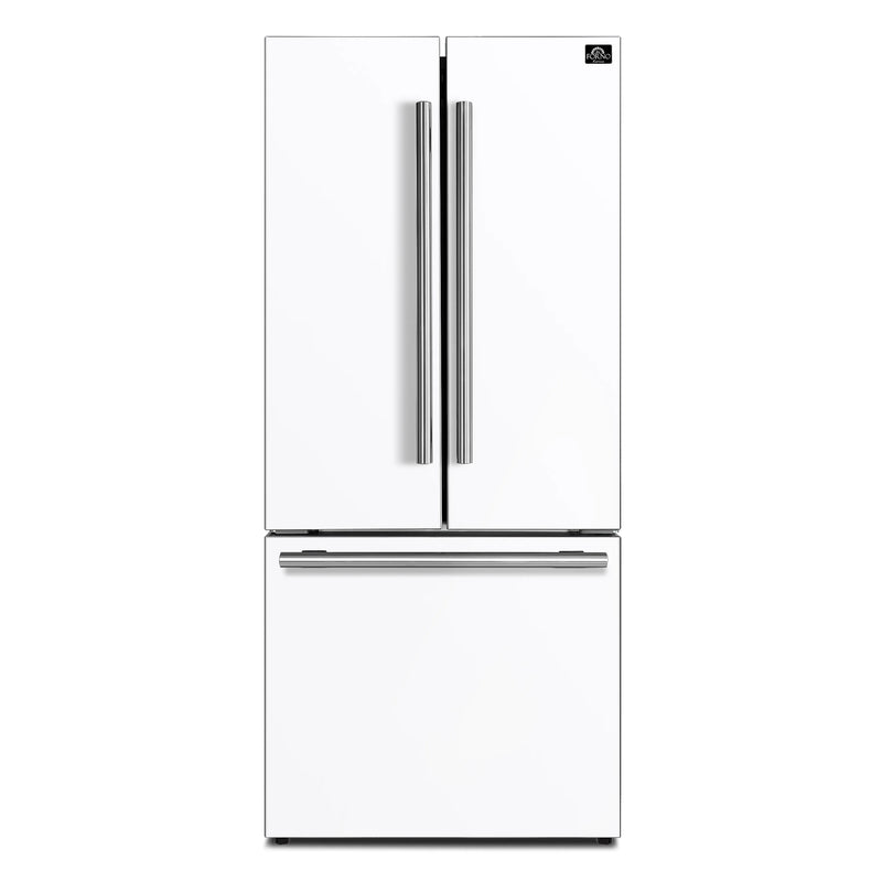 Forno Espresso Gallipoli 30-inch 17.5 cu. ft. French Door Refrigerator with Ice Maker in White with Stainless Steel Handle (FFFFD1974-31WHT)