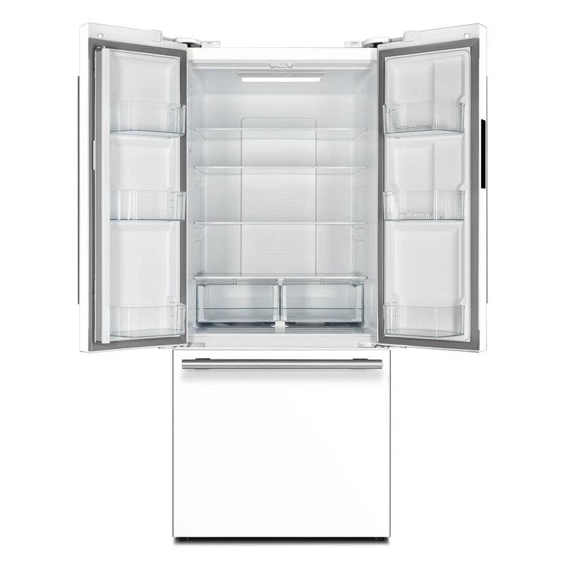 Forno 2-Piece Appliance Package - 30-Inch Induction Range and 30-Inch French Door Refrigerator in White with Antique Brass Handle (FBDL-015-10CAUS)