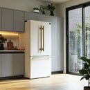 Forno 2-Piece Appliance Package - 30-Inch Slide-In Induction Range and 30-Inch French Door Refrigerator in White with Antique Brass Handle (FBDL-014-10CAUS)