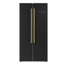 Forno Espresso 3-Piece Appliance Package - 30-Inch Electric Range with 5.0 Cu.Ft. Electric Oven, Built-In Refrigerator, and Under Cabinet Range Hood in Black with Antique Brass Trim