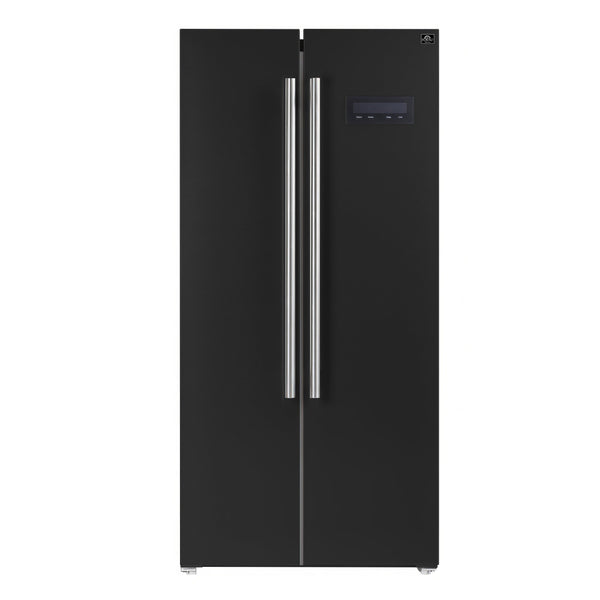 Forno Salerno Espresso 33-inch Side-by-Side 15.6 Cu.Ft. Refrigerator in Black with Stainless Steel Handle (FFRBI1805-33BLK)