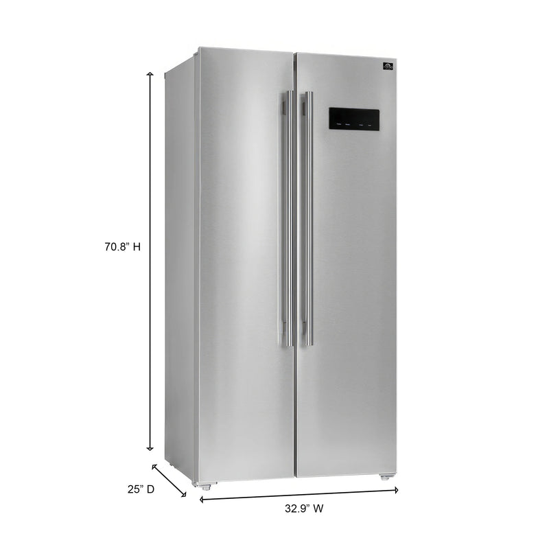 FORNO 33-Inch Side-by-Side Refrigerator, 15.6 cu.ft, in Stainless Steel (FFRBI1805-33SB)