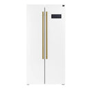 Forno Espresso 3-Piece Appliance Package - 30-Inch Electric Range with 5.0 Cu.Ft. Electric Oven, Built-In Refrigerator, and Under Cabinet Range Hood in White with Antique Brass Trim