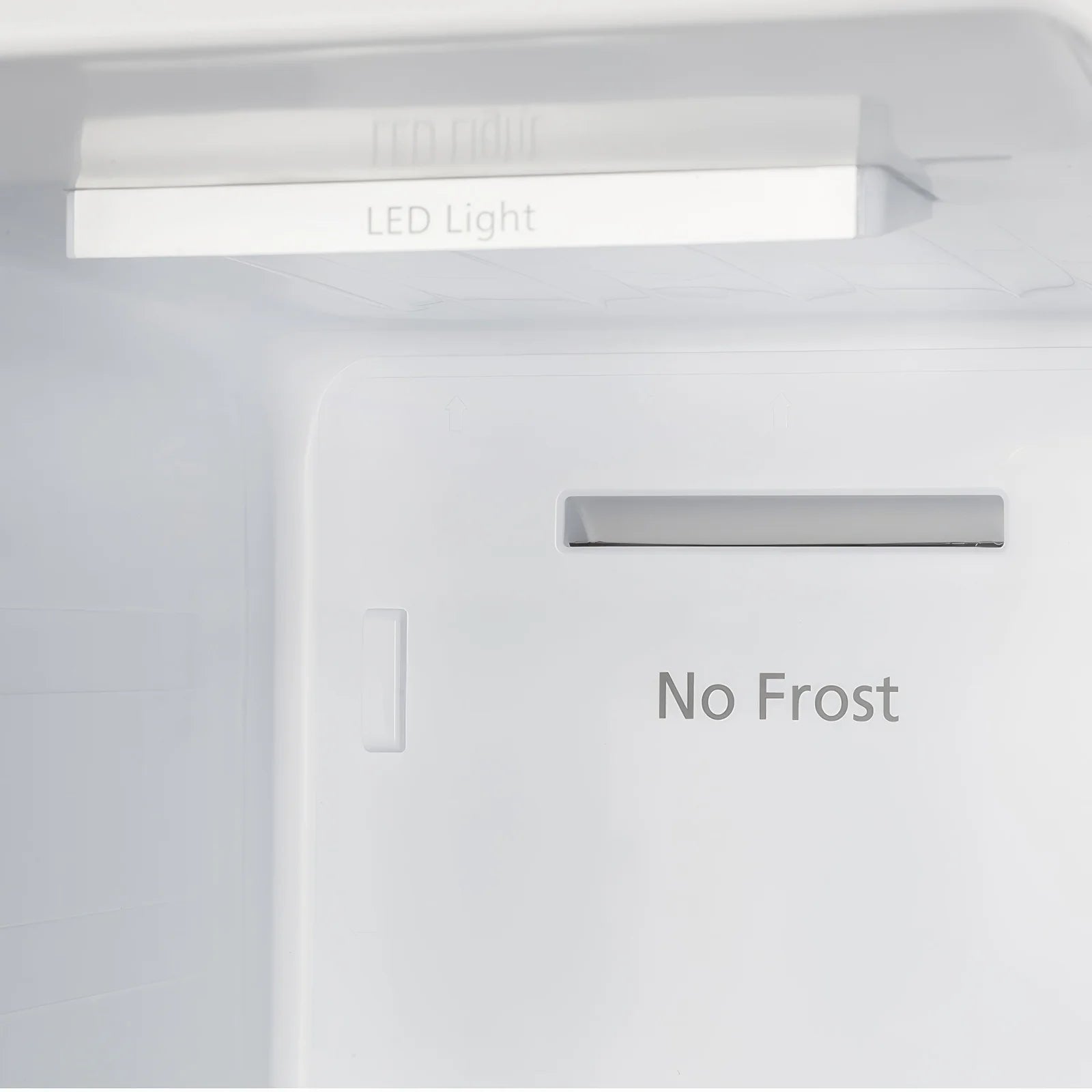 White refrigerator door with No Frost panel and LED light strip
