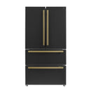 Forno Espresso 4-Piece Appliance Package - 30-Inch Induction Range, Under Cabinet Range Hood, Refrigerator and Dishwasher in Black with Antique Brass Trim