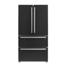 Forno 5-Piece Appliance Package - 30-Inch Gas Range, Under Cabinet Range Hood,  French Door Refrigerator, Dishwasher, and  Microwave Drawer in Black with Stainless Steel Trim