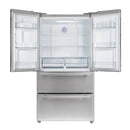 Forno 4-Piece Appliance Package - 36-Inch Dual Fuel Range, Wall Mount Range Hood, 36-Inch French Door Refrigerator, and Dishwasher in Stainless Steel