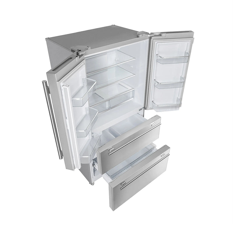 Forno 3-Piece Appliance Package - 36-Inch Galiano Dual Fuel Range, French Door Refrigerator, & Dishwasher in Stainless Steel (FBDL-009-02CAUS)