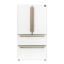 Forno Espresso 3-Piece Appliance Package - 30-Inch Electric Range, Refrigerator and Dishwasher in White with Antique Brass Trim