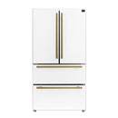 Forno 3-Piece Appliance Package - 30-Inch Gas Range, Refrigerator, and Dishwasher in White with Antique Brass Trim