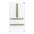 Forno Espresso Moena 36-inch 19.2 Cu.ft French Door Refrigerator in White with Antique Brass Handle (FFRBI1820-36WHT)