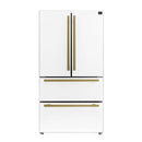Forno Espresso Moena 36-inch 19.2 Cu.ft French Door Refrigerator in White with Antique Brass Handle (FFRBI1820-36WHT)