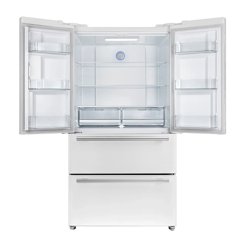 Forno 5-Piece Appliance Package - 30-Inch Induction Range, Under Cabinet Range Hood, Refrigerator, Dishwasher, and  30-Inch Microwave Oven in White with Stainless Steel Trim