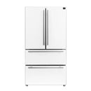 Forno 5-Piece Appliance Package - 30-Inch Electric Range, Under Cabinet Range Hood, French Door Refrigerator, Dishwasher , & Microwave Drawer in White with Stainless Steel Handle