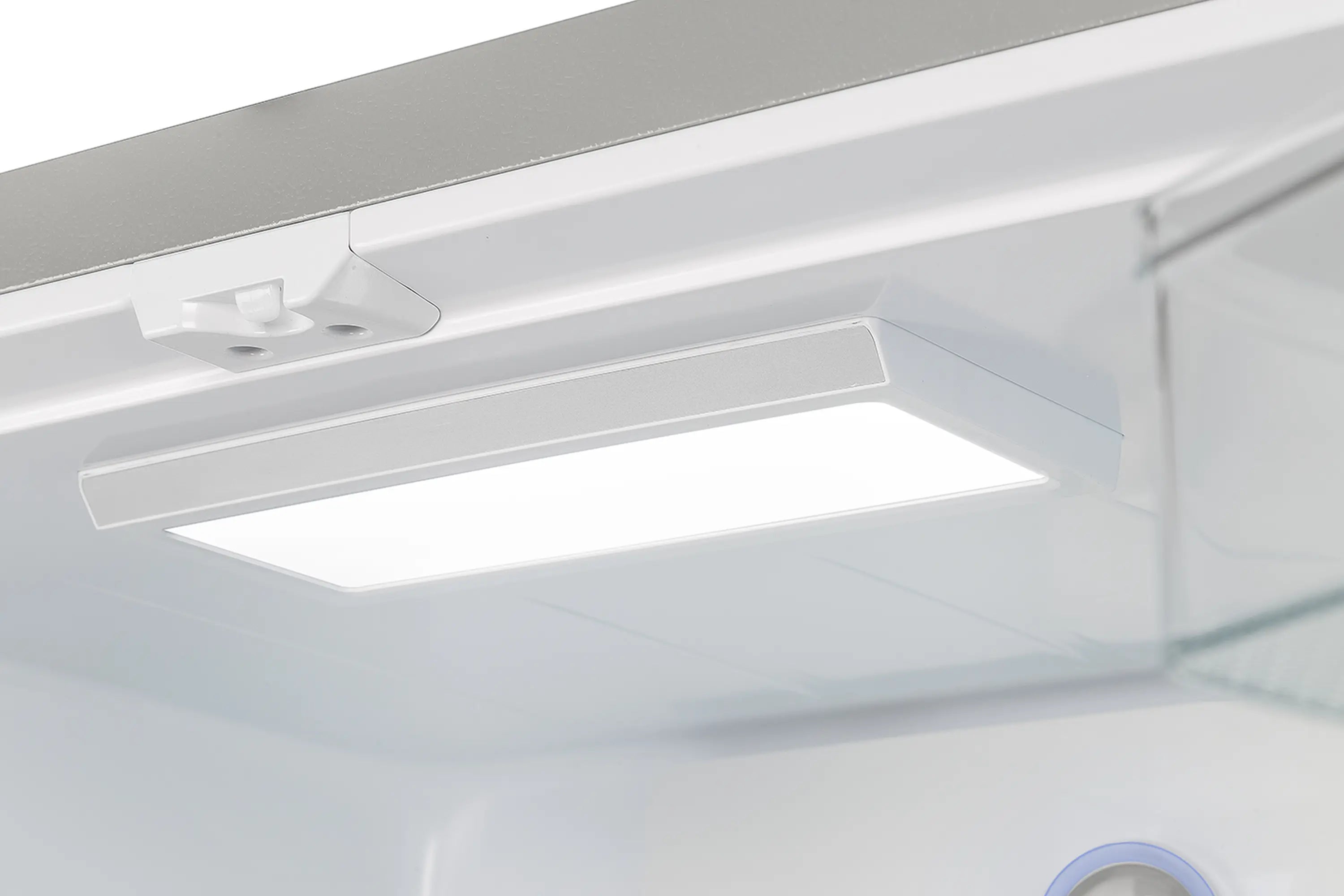 Refrigerator interior LED light and ceiling control panel