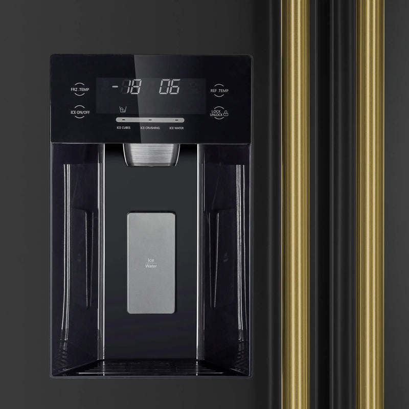 Forno 2-Piece Appliance Package - 30-Inch Induction Range and 36-Inch Side by Side Refrigerator with Water Dispenser in Black with Antique Brass Handle (FBDL-015-14CAUS)