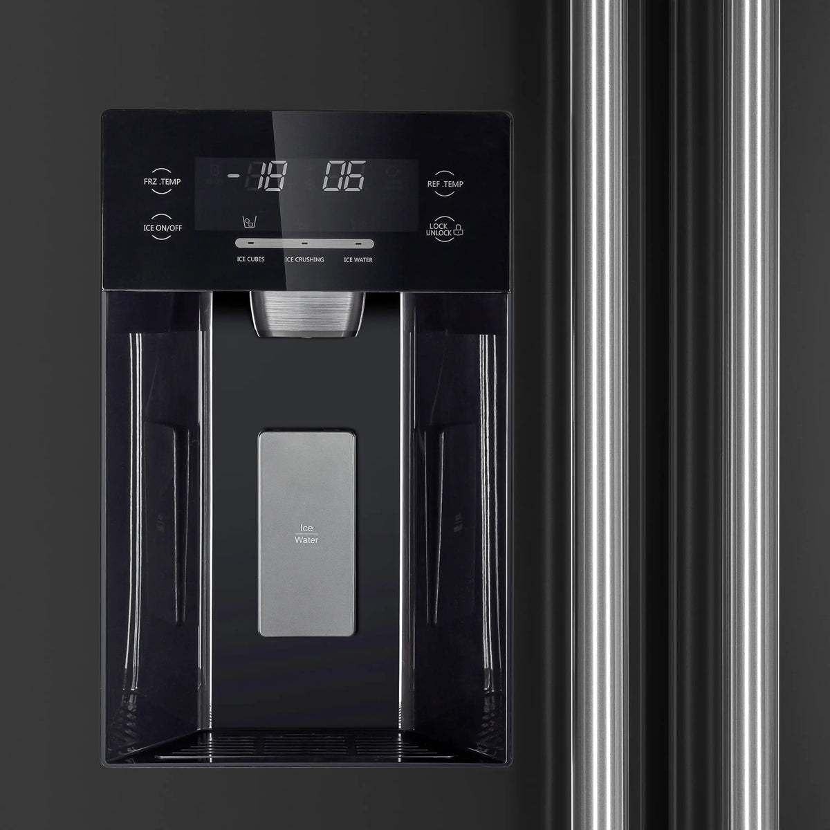 Black induction range front panel with digital display and control buttons