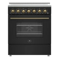 Forno Paolo 30-Inch Freestanding Electric Range in Black with Antique Brass Trim (FFSEL6011-30BLK)