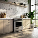 Forno 5-Piece Appliance Package - 30-Inch Electric Range, Wall Mount Range Hood, 36-Inch Refrigerator, Dishwasher, and 24-Inch Microwave Drawer in Stainless Steel