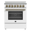 Forno Paolo 30-Inch Freestanding Electric Range in White with Antique Brass Trim (FFSEL6011-30WHT)