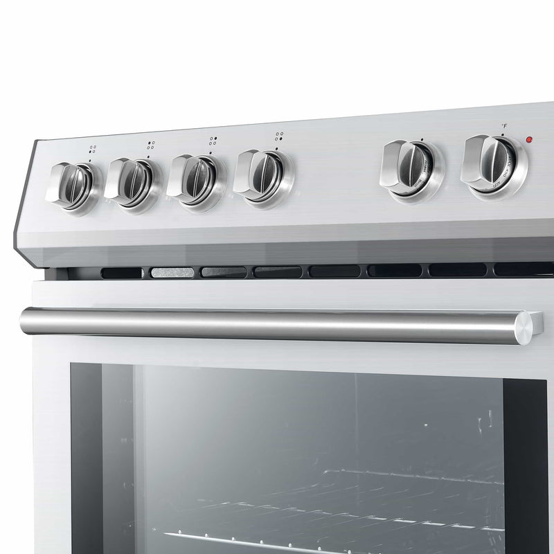 Forno 3-Piece Appliance Package - 30-Inch Leonardo Espresso Electric Range, Refrigerator, & Dishwasher in White with Antique Brass Handle (FBDL-007-03US)